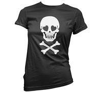 Skull and Crossbones Heart Eyes Women's T-Shirt - Black 8