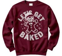 HotScamp Stoned Christmas Jumper Day for Men and Women - Lets Get Baked Slogan Sweatshirt - Xmas Sweater Funny Baking Christmas Jumper Days Maroon Large