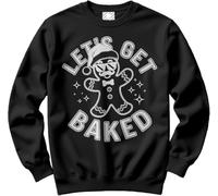 HotScamp Stoned Christmas Jumper Day for Men and Women - Lets Get Baked Slogan Sweatshirt - Xmas Sweater Funny Baking Christmas Jumper Days Black Large