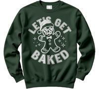 HotScamp Stoned Christmas Jumper Day for Men and Women - Lets Get Baked Slogan Sweatshirt - Xmas Sweater Funny Baking Christmas Jumper Days Bottle Green Large