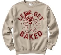 HotScamp Stoned Christmas Jumper Day for Men and Women - Red Lets Get Baked Slogan Sweatshirt - Xmas Sweater Funny Baking Christmas Jumper Days Camel Beige Large