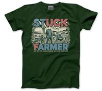HotScamp Stuck Farmer Funny Protest Anti Inheritance Tax - Mens Unisex T-Shirt - Young Farmers Farming Families Clarkson Political XL Bottle Green