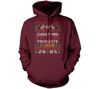 HotScamp Swearing Christmas Hoodie for Men and Women - My 2nd Favourite C Word Slogan Hooded Sweatshirt - Xmas Sweater Funny Offensive Xmas Sweater Santa NSFW Hoody Christmas Jumper Day - XS Maroon
