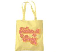 HotScamp Take it Easy - Tote Shopping Bag - Happy Positive Spiritual One size lemon yellow
