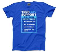 HotScamp Tech Support Checklist Funny Sysadmin - Mens and Youth Unisex T-Shirt - IT Department Technical S Blue