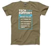 HotScamp Tech Support Checklist Funny Sysadmin - Mens and Youth Unisex T-Shirt - IT Department Technical XXL Khaki