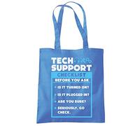 HotScamp Tech Support Checklist Funny Sysadmin Tote Shopping Bag - IT Department Technical Computer Science Engineer Work Office Network Helpdesk Job