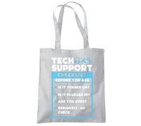 HotScamp Tech Support Checklist Funny Sysadmin Tote Shopping Bag - IT Department Technical Computer Science Engineer Work Office Network Helpdesk Job