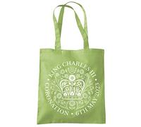 HotScamp The Kings Coronation Logo 6th May White - Tote Shopping Bag - King Charles III Coronation One size kiwi green