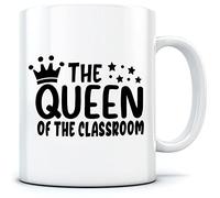 HotScamp The Queen of The Classroom - Mug for Tea Coffee - Funny Teacher School Student One Size White