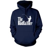 HotScamp The Rodfather Men's Hoodie - Fishing Clothing for Men - Fishing Gear - Funny Dad Hooded Sweatshirt 3XL Navy