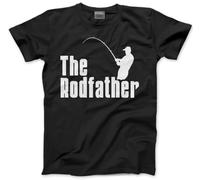 HotScamp The Rodfather Mens T Shirt - Fishing Clothing for Men - Fishing Gear - Funny Dad Tshirt - Black, L