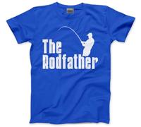 HotScamp The Rodfather Mens T Shirt - Fishing Clothing for Men - Fishing Gear - Funny Dad Tshirt - Blue, M