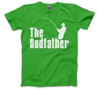 HotScamp The Rodfather Mens T Shirt - Fishing Clothing for Men - Fishing Gear - Funny Dad Tshirt - Green, M