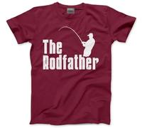 HotScamp The Rodfather Mens T Shirt - Fishing Clothing for Men - Fishing Gear - Funny Dad Tshirt - Maroon, L