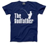 HotScamp The Rodfather Mens T Shirt - Fishing Clothing for Men - Fishing Gear - Funny Dad Tshirt - Navy, L