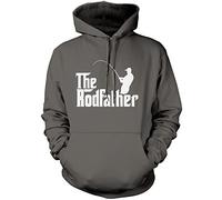 HotScamp The Rodfather - Unisex Hoodie - Fishing Fisherman Angling L Grey