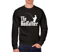 HotScamp The Rodfather - Youth & Mens Sweatshirt - Fishing Fisherman Angling XXL Black