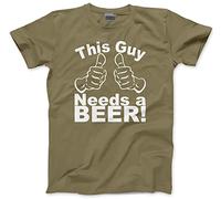 HotScamp This Guy Needs Beer Men's Unisex T-Shirt - Khaki Large