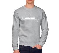HotScamp Trains Heartbeat Railway Enthusiast - Youth & Mens Sweatshirt - Hobby Fan Activity Pastime M Grey
