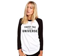 HotScamp Trust The Universe Women's Baseball Top - White/Black Small