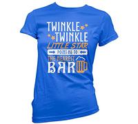 HotScamp Twinkle Little Star Point Me to The Nearest Bar - Womens T-Shirt - Funny Drinking Pub 14 Blue