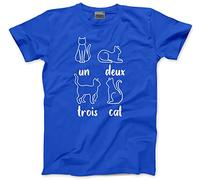 HotScamp Un Deux Trois Cat French - Kids T-Shirt - Cute Kitty Pet 12-13 Years Blue