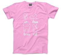 HotScamp Un Deux Trois Cat French - Kids T-Shirt - Cute Kitty Pet 5-6 Years Pink