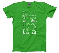 HotScamp Un Deux Trois Cat French - Kids T-Shirt - Cute Kitty Pet 9-11 Years Green
