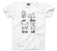HotScamp Un Deux Trois Cat French - Kids T-Shirt - Cute Kitty Pet 9-11 Years White