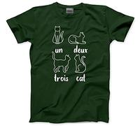HotScamp Un Deux Trois Cat French - Mens Unisex T-Shirt - Cute Kitty Pet 3XL Bottle Green