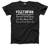 HotScamp Vegetarian Ancient Tribal Slang for The Village Idiot Men's Unisex T-Shirt - Black Large