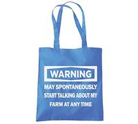 HotScamp Warning - May Start Talking About My Farm - Tote Shopping Bag - Funny Farming Farmer Tractor One size cornflower blue