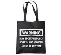 HotScamp Warning - May Start Talking About My Horse - Tote Shopping Bag - Funny Rider Horsey One size black