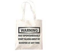 HotScamp Warning - May Start Talking About My Scooter - Tote Shopping Bag - Funny Scoot Moped One size natural