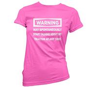 HotScamp Warning - May Start Talking About My Tractor - Womens T-Shirt - Funny Farming Farmer 10 Pink