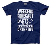 HotScamp Weekend Forecast Darts with a Chance Drinking Men's Unisex T-Shirt - Navy X-Large