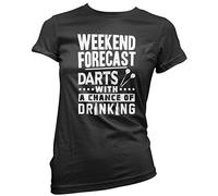 HotScamp Weekend Forecast Darts with a Chance Drinking Women's T-Shirt - Black 14