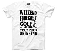 HotScamp Weekend Forecast Golf with a Chance Drinking Men's Unisex T-Shirt - White Large