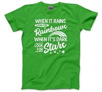 HotScamp When It Rains Look for Rainbows When It's Dark Look for Stars - Kids T-Shirt - Positive Light Health 9-11 Years Green