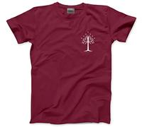 HotScamp White Tree of Gondor Tshirt Pocket Design- Mens and Youth Unisex T-Shirt - Fantasy Story Movie TV Show - L Maroon