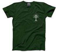 HotScamp White Tree of Gondor Tshirt Pocket Design- Mens and Youth Unisex T-Shirt - Fantasy Story Movie TV Show - XS Bottle Green