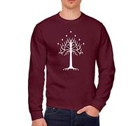 HotScamp White Tree of Gondor - Youth & Mens Sweatshirt - Fantasy Story Movie TV Show XL Maroon