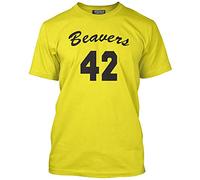 HotScamp Wolf Tshirt Beavers 42 Howard Teen Cult 80s TV Front and Back Print Yellow Men's Unisex T-Shirt - M Yellow