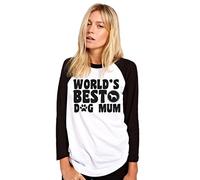 HotScamp World's Best Dog Mum Women's Baseball Top - White/Black Small