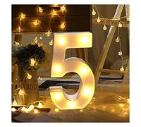 Hotsellhome LED Alphabet Letter Lights Light Up Warm White Night Light Plastic Letters Numbers Standing for Home Party Bar Wedding Festival Birthday Decorations Xmas Gifts (5)