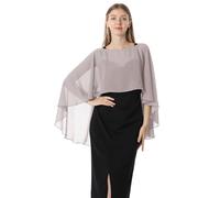 Hotshawl Capelets for women Chiffon Cape Shawls and Wraps for Evening Dress Wedding Capes Cover Up, Gray, One Size