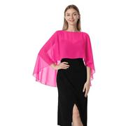 Hotshawl Capelets for women Chiffon Cape Shawls and Wraps for Evening Dress Wedding Capes Cover Up, Hot Pink, One Size
