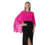 Hotshawl Capelets for women Chiffon Cape Shawls and Wraps for Evening Dress Wedding Capes Cover Up, Hot Pink, One Size