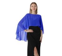 Hotshawl Capelets for women Chiffon Cape Shawls and Wraps for Evening Dress Wedding Capes Cover Up, Royal Blue, One Size